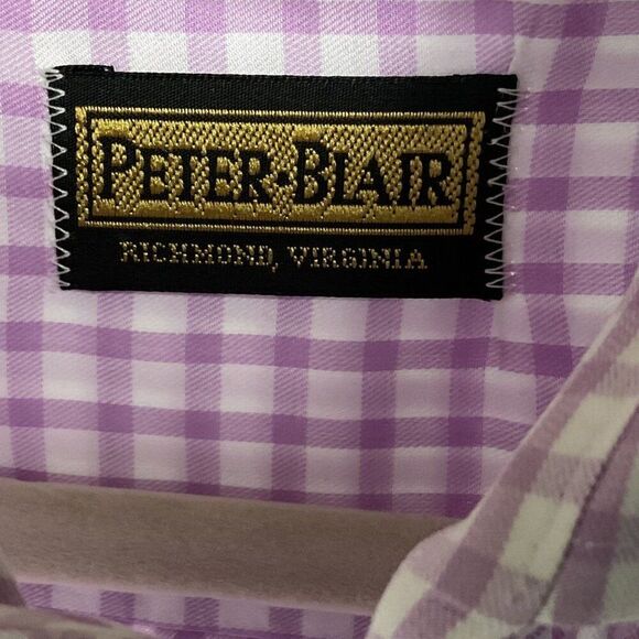 Peter Blair Men's Button-down shirt with purple/white checkered pattern, Large - Picture 5 of 7
